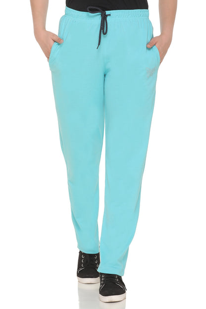 Stylish Turquoise Cotton Track Pants For Women Online In India