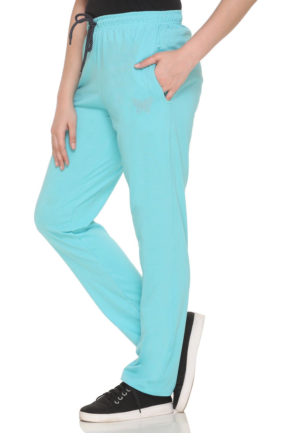 Cupid Women Cotton Regular Fit Trackpants & Lowers- Turquoise freeshipping - Cupid Clothings