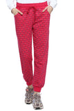 Winter Cotton Fleece Printed Joggers For Women - Pink
