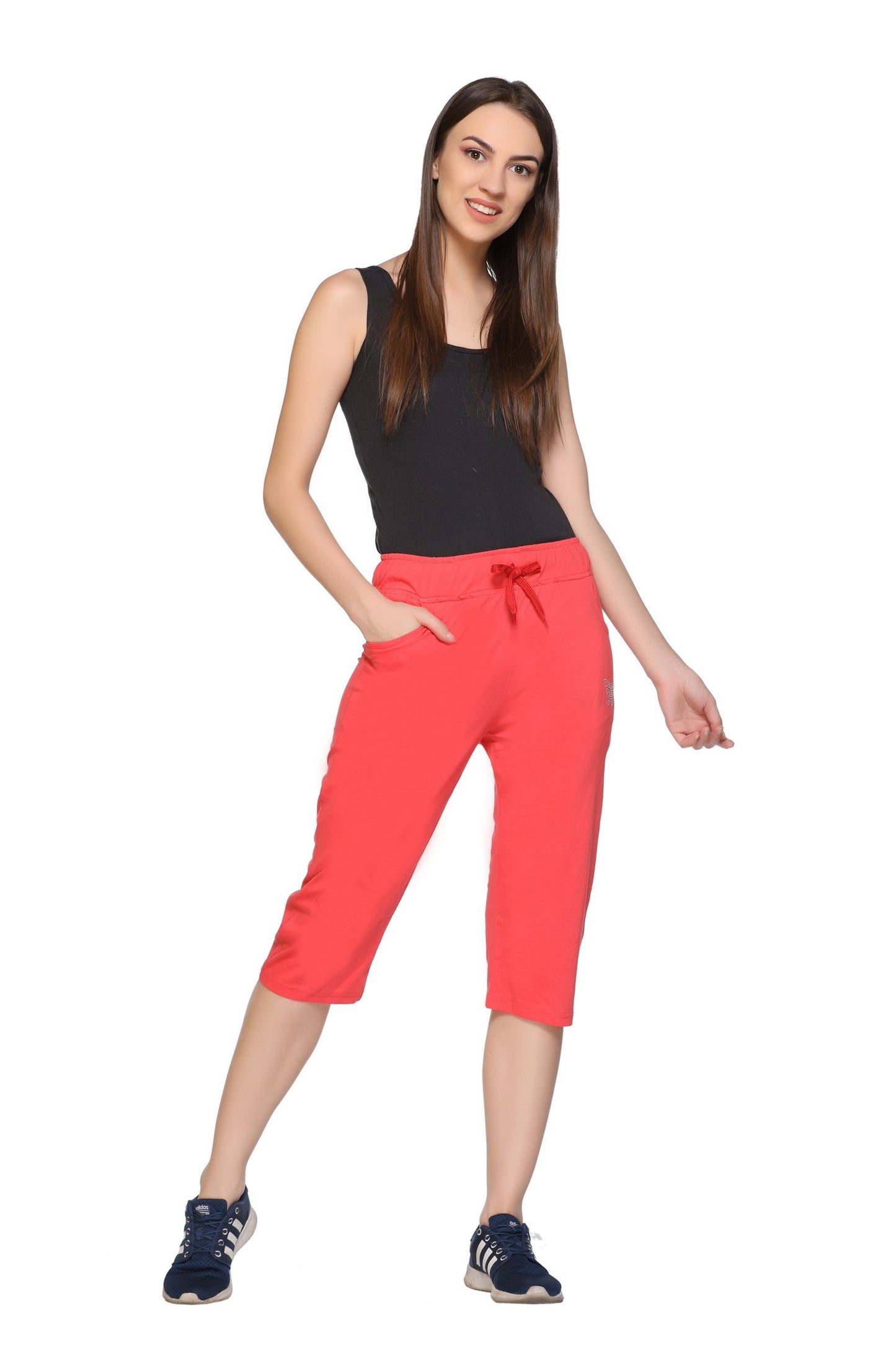 Plus Size Capris For Women - Cotton Capri Pants - Red