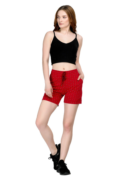 CUPID Plus Size Printed Cotton Shorts For Women Combo Pack of Two ( Grey/ Maroon) freeshipping - Cupid Clothings