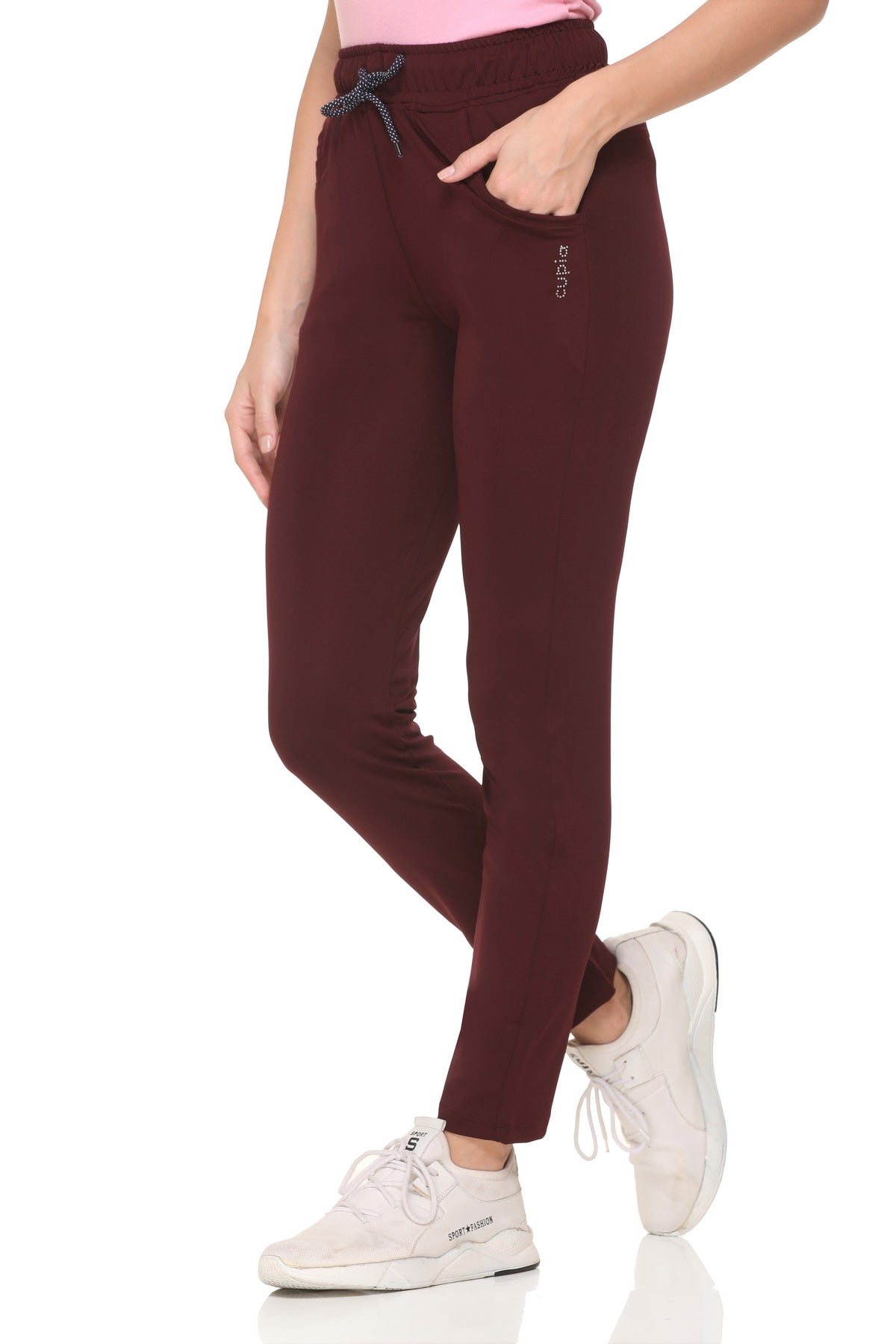 Stretchable Track Pants For Women - Cotton Lycra Activewear - Pack of 2  (Wine & Copper Rust)
