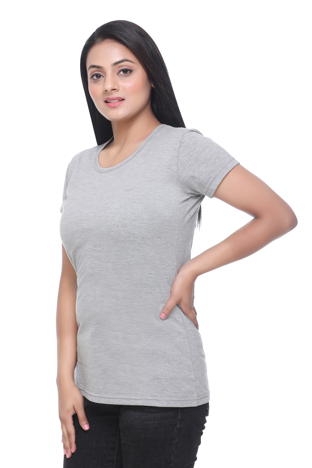 CUPID  Round Neck Plain Summers Cotton T-Shirt For Women/Girls (Grey) freeshipping - Cupid Clothings