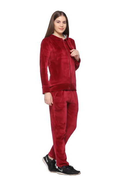 CUPID  Women Winter Wear Cotton Velvet Track Suit/Night Suit (Maroon) freeshipping - Cupid Clothings