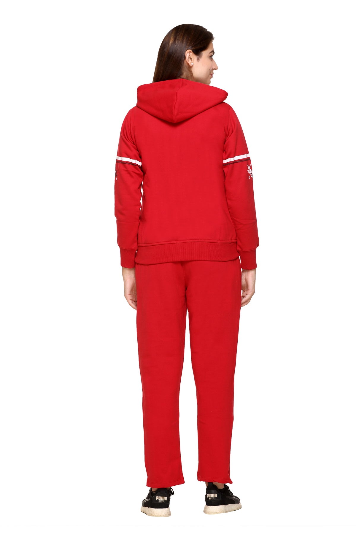 Women Red Winter Wear Fleece Tracksuit freeshipping - Cupid Clothings