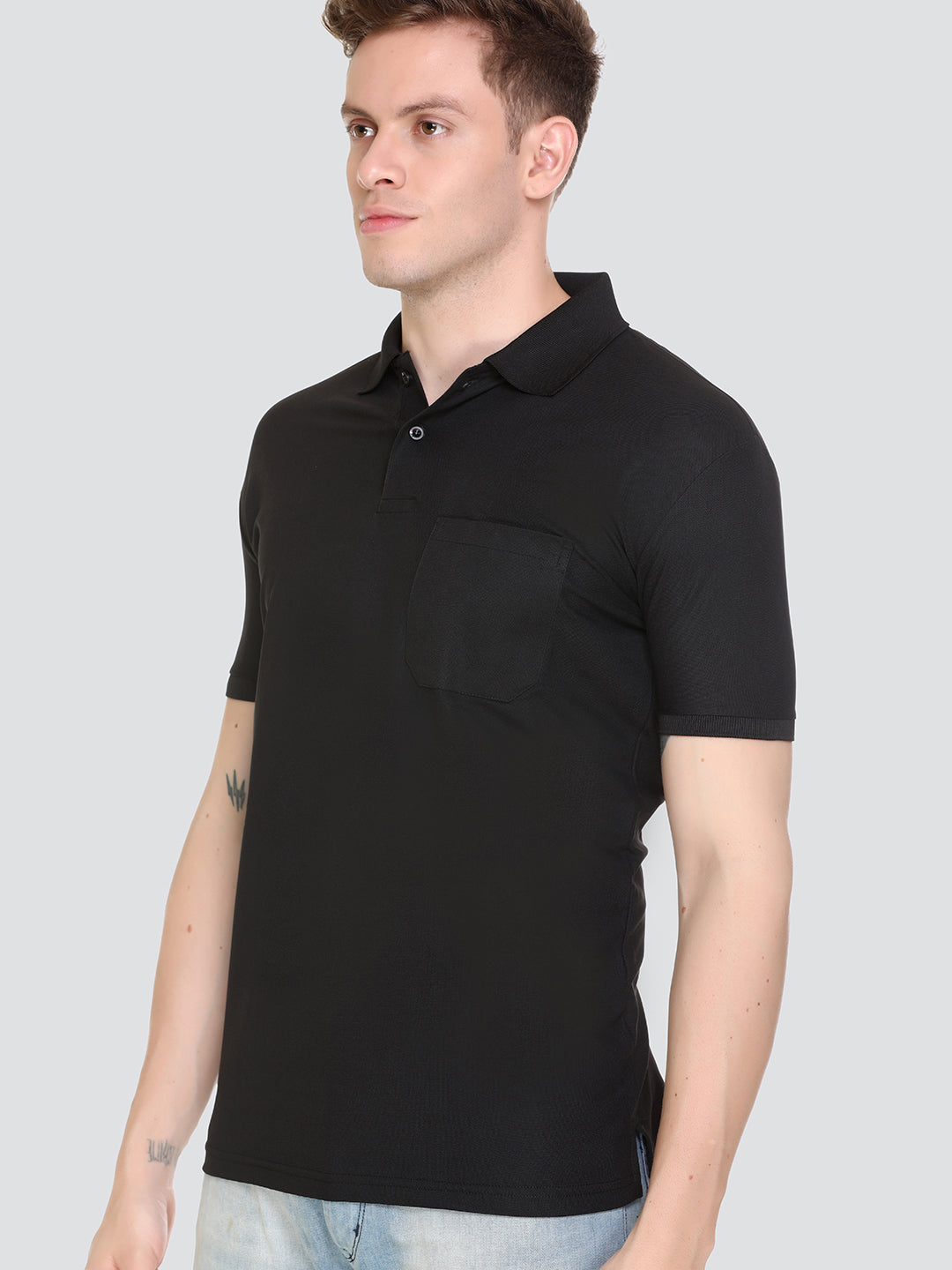 Comfortable Jinxer Black Dry Fit Polo Neck T Shirt for men online in India
