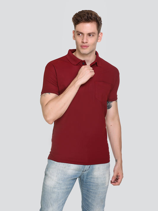 Comfortable Jinxer Maroon Dry Fit Polo Neck T Shirt for men online in India