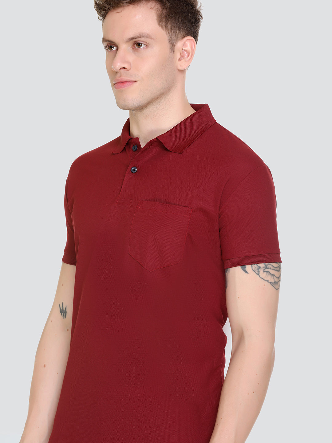 Comfortable Jinxer Maroon Dry Fit Polo Neck T Shirt for men online in India