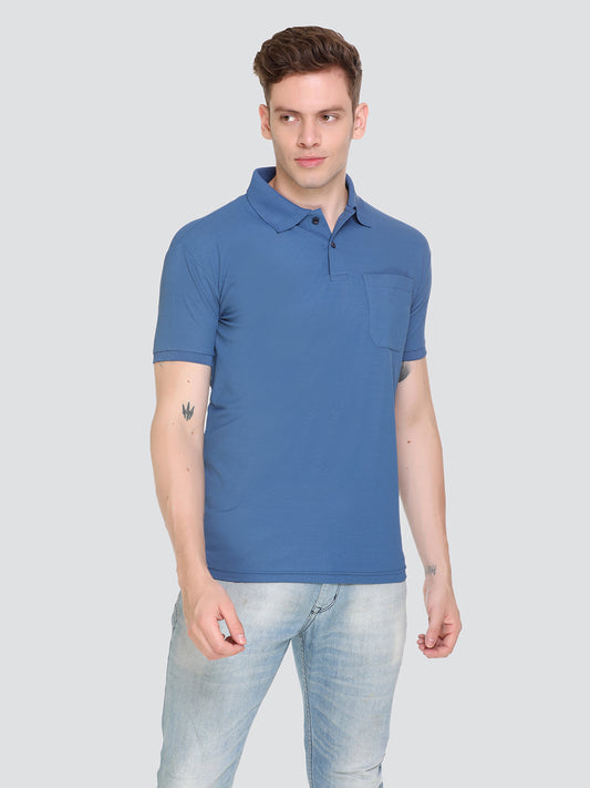 Comfortable Jinxer Blue Dry Fit Polo Neck T Shirt for men online in India