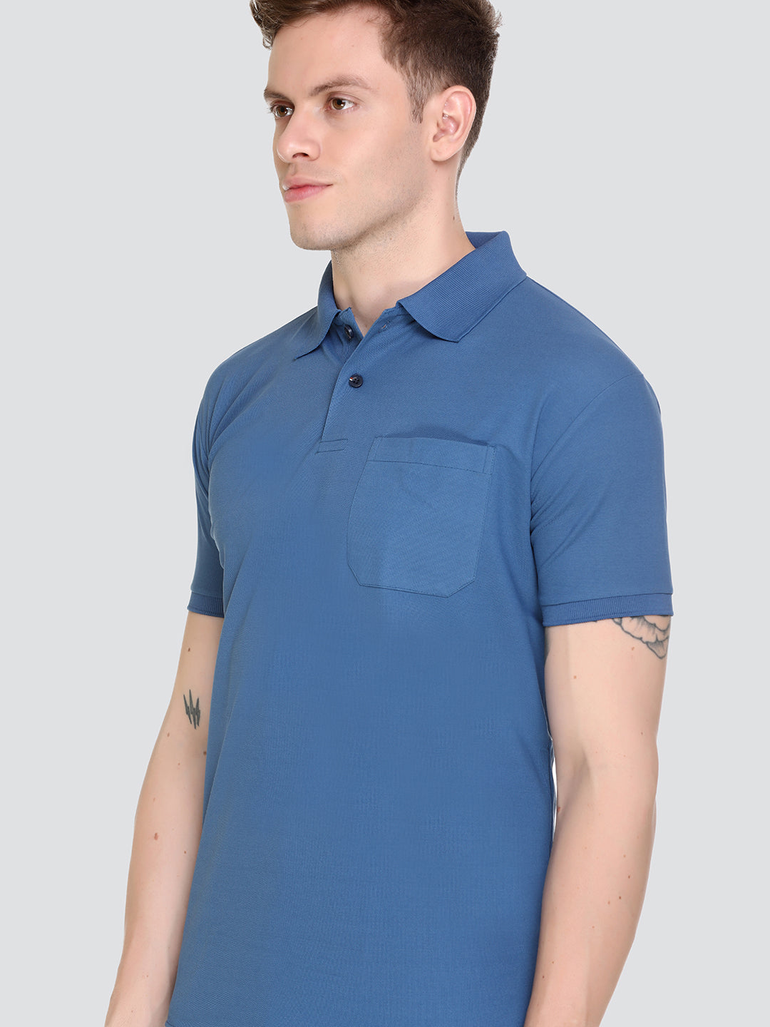 Comfortable Jinxer Blue Dry Fit Polo Neck T Shirt for men online in India