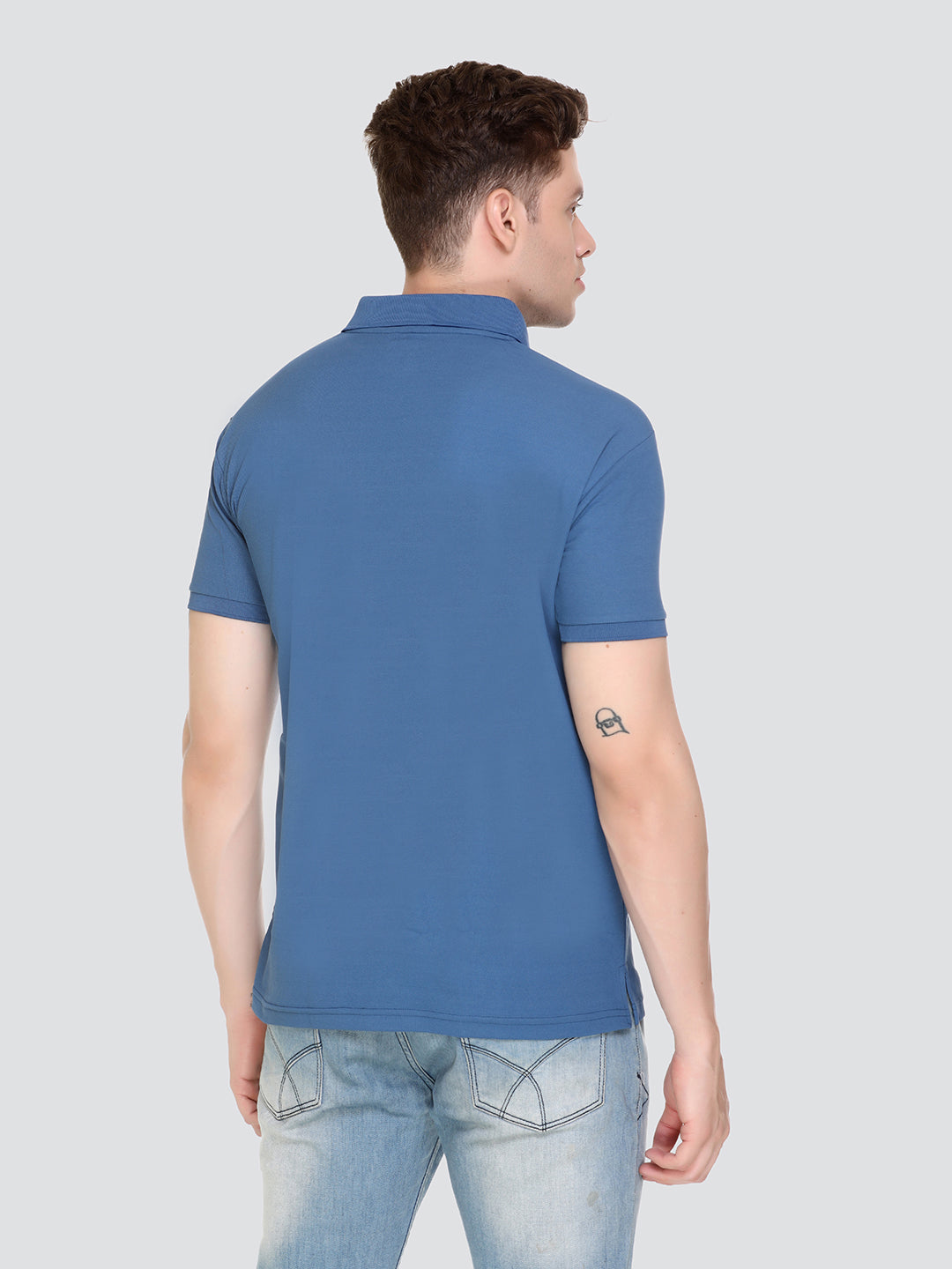 Comfortable Jinxer Blue Dry Fit Polo Neck T Shirt for men online in India