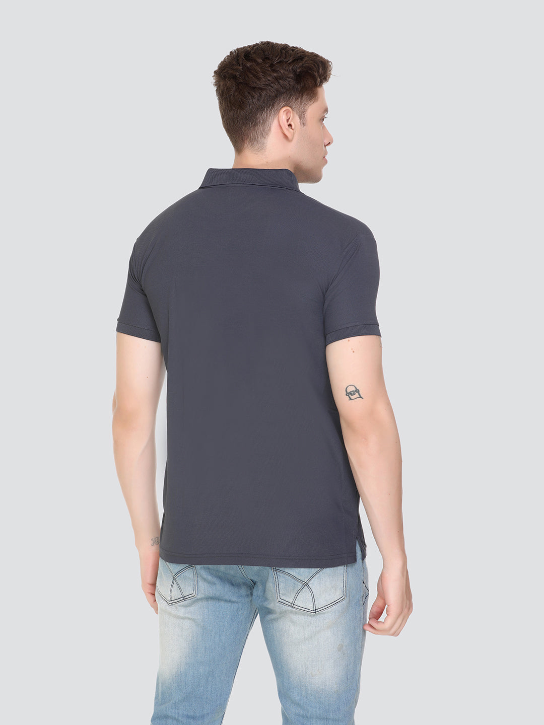 Comfortable Jinxer Hale Blue Dry Fit Polo Neck T Shirt for men online in India