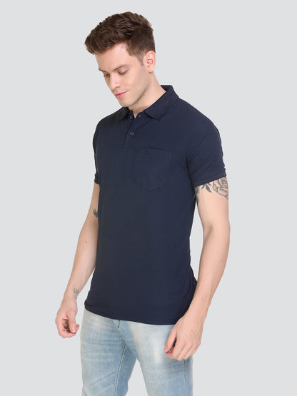 Comfortable Jinxer Navy Blue Dry Fit Polo Neck T Shirt for men online in India