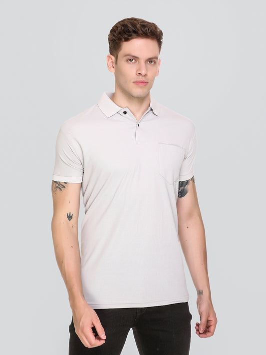 Comfortable Jinxer Grey Pearl Dry Fit Polo Neck T Shirt for men online in India