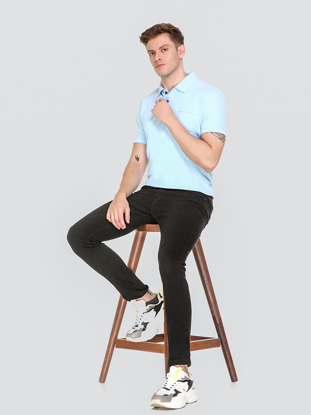 Comfortable Jinxer Blue Polo Neck T Shirt for men online in India