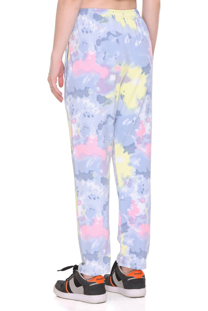 Tie-Dye Night Pajamas For Women - Grey & Pink