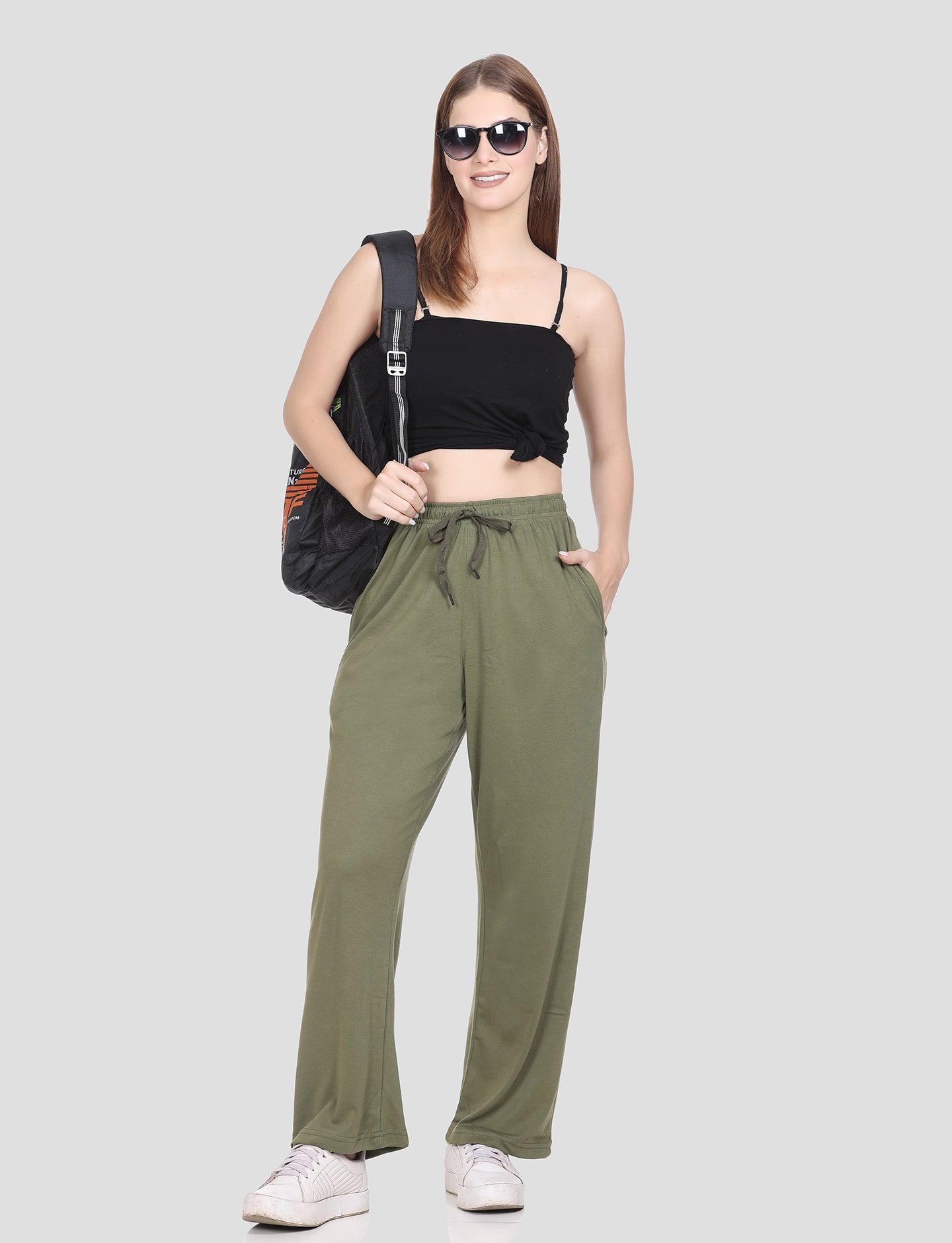Flared Pants - Buy High Waist Green Pants For Ladies At Online