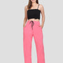 High Rise Cotton Straight Flame Pink Trackpants