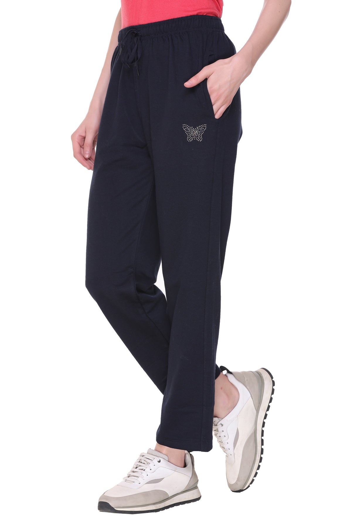 Buy Blue Cotton Winter Fleece Track Pants For Women Online In India