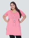 Plus Size Long T-shirt For Women -Blush Pink
