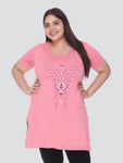 Plus Size Long T-shirt For Women -Blush Pink
