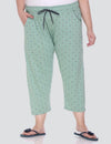 Plus Size Capri For Women - 3/4 Printed Pyjama - Pistachio