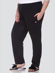 Black Cotton Trackpants With One Side Zip Pocket