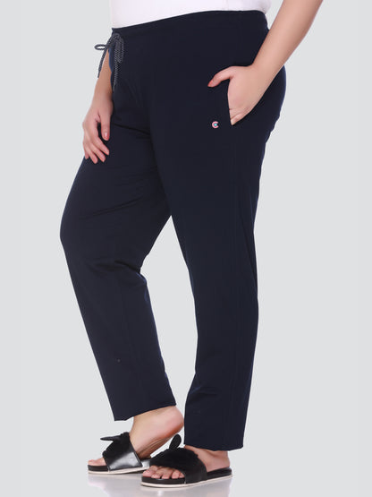 Cotton Track Pants For Women - Navy Blue