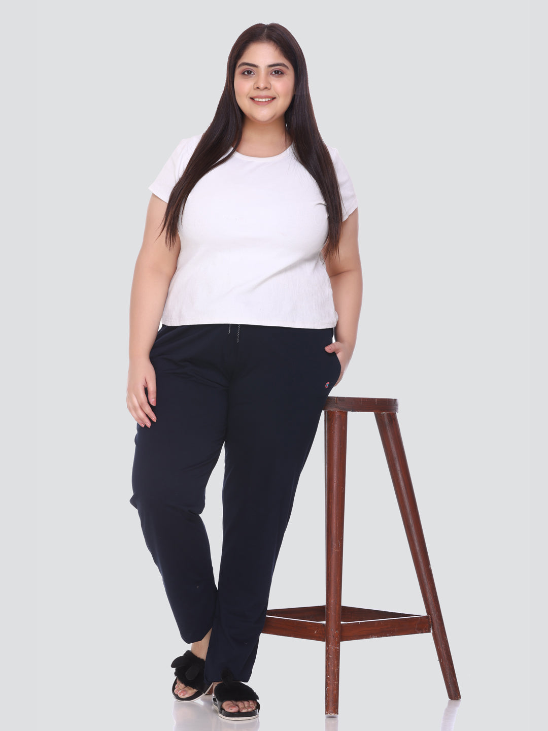 Comfy Navy Blue Cotton Track Pants For Women At Best Prices