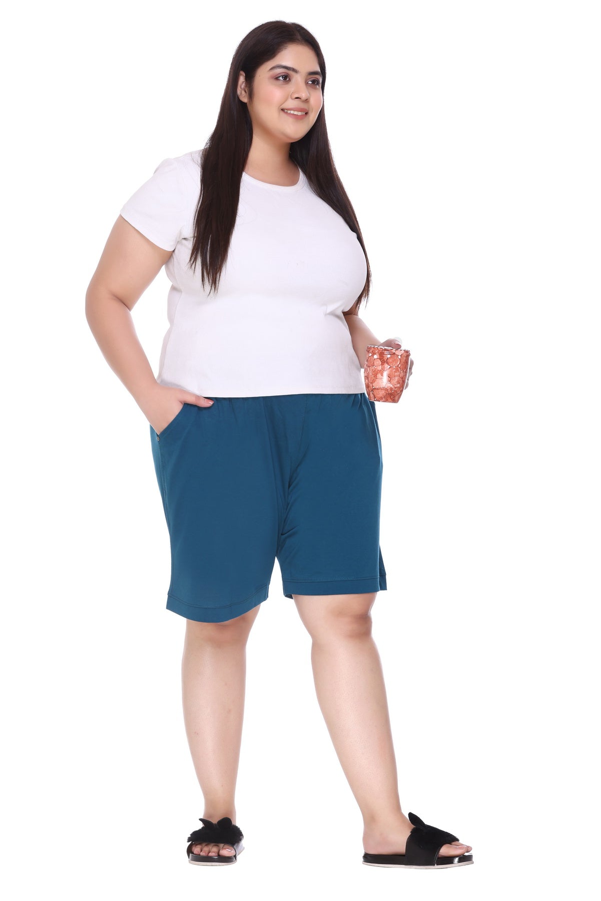 Comfortable Plain Bermuda Cotton Shorts Combo For Women Online In India