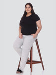 Cotton Track Pants For Woman In Plussizes- Grey