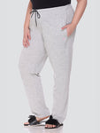 Woman Cotton Trackpants With One Side Zip Pocket - Grey