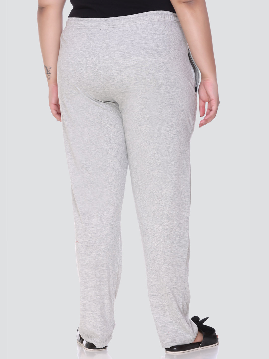 Comfy Grey Cotton Plus Size Track Pants For Women At Best Prices
