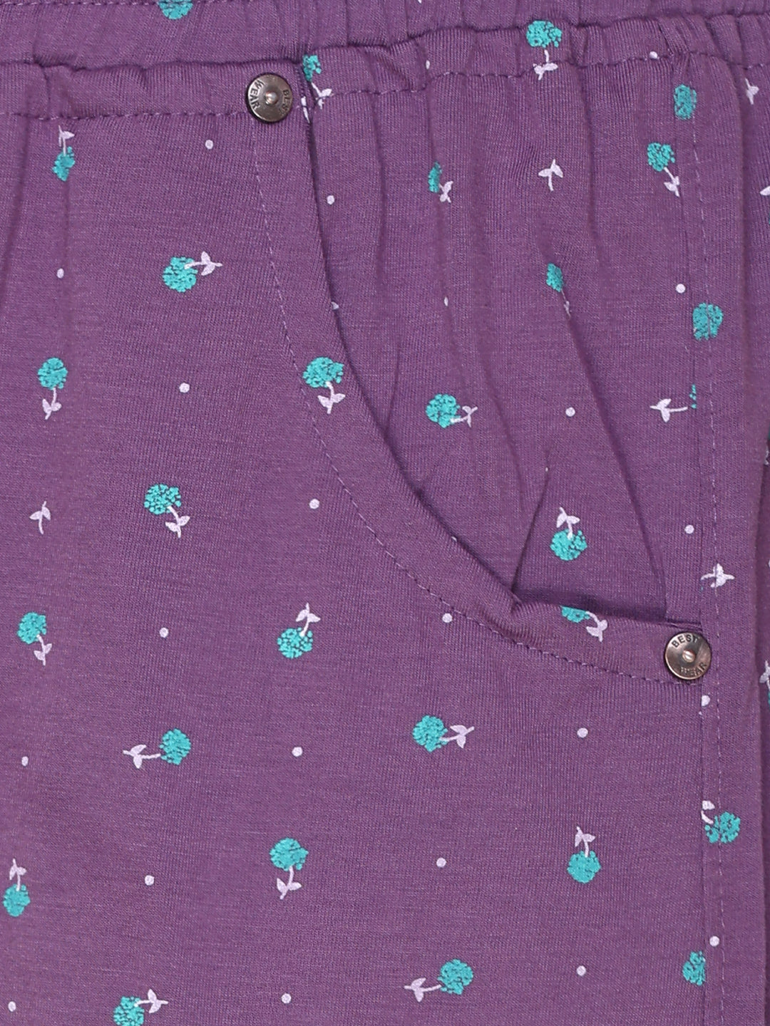 Plus Size Capri For Women - 3/4 Printed Pyjama - Purple
