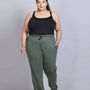 Cotton Track Pants For Women - Olive Green