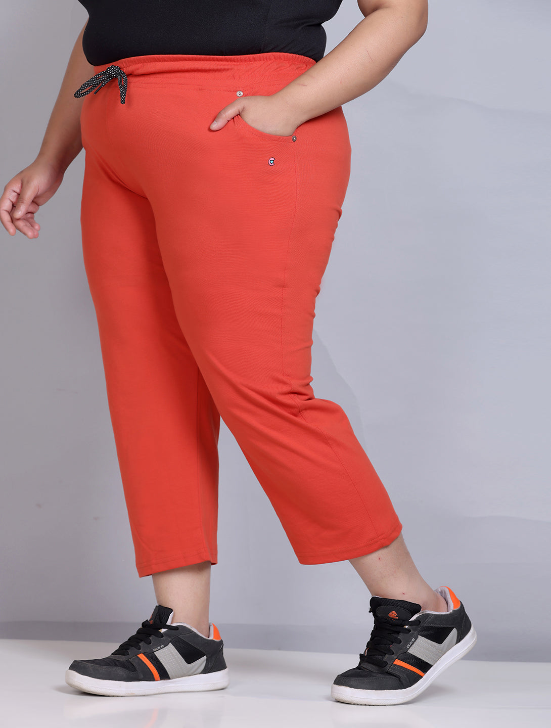 Stylish Tangy Orange Cotton Half Capris For Women online in India