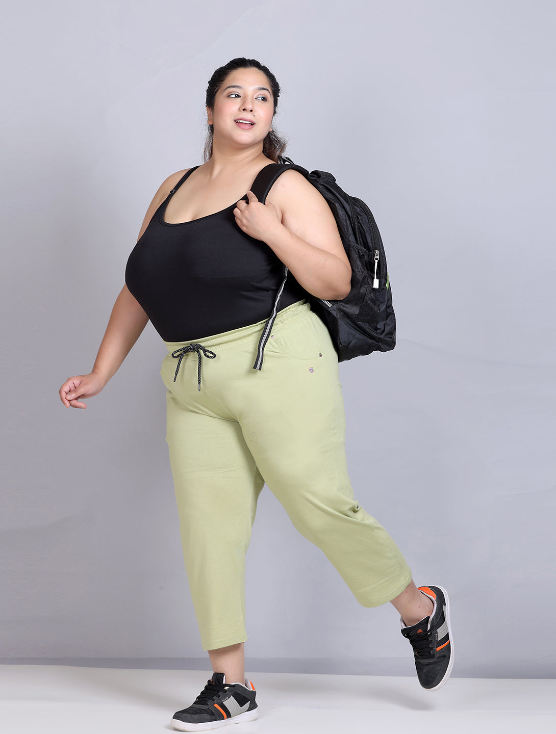 Plus Size Capris For Women - Cotton Capri Pants - Olive Green