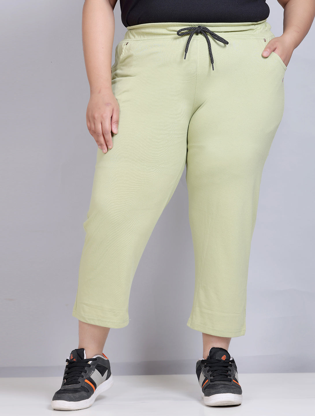 Plus Size Womens Capri 34th Leggings with Pocket  Stretch Fit