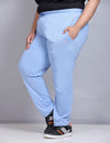 Cotton Track Pants For Women With Zip Pocket- Sky Blue