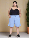 Cotton Shorts For Women - Plain Bermuda - Sky Blue