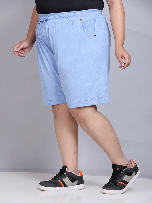 Comfortable Sky Blue Plain Bermuda Cotton Shorts For Women Online In India