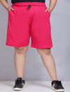 Plus Size Cotton Shorts For Women - Plain Bermuda - Pink
