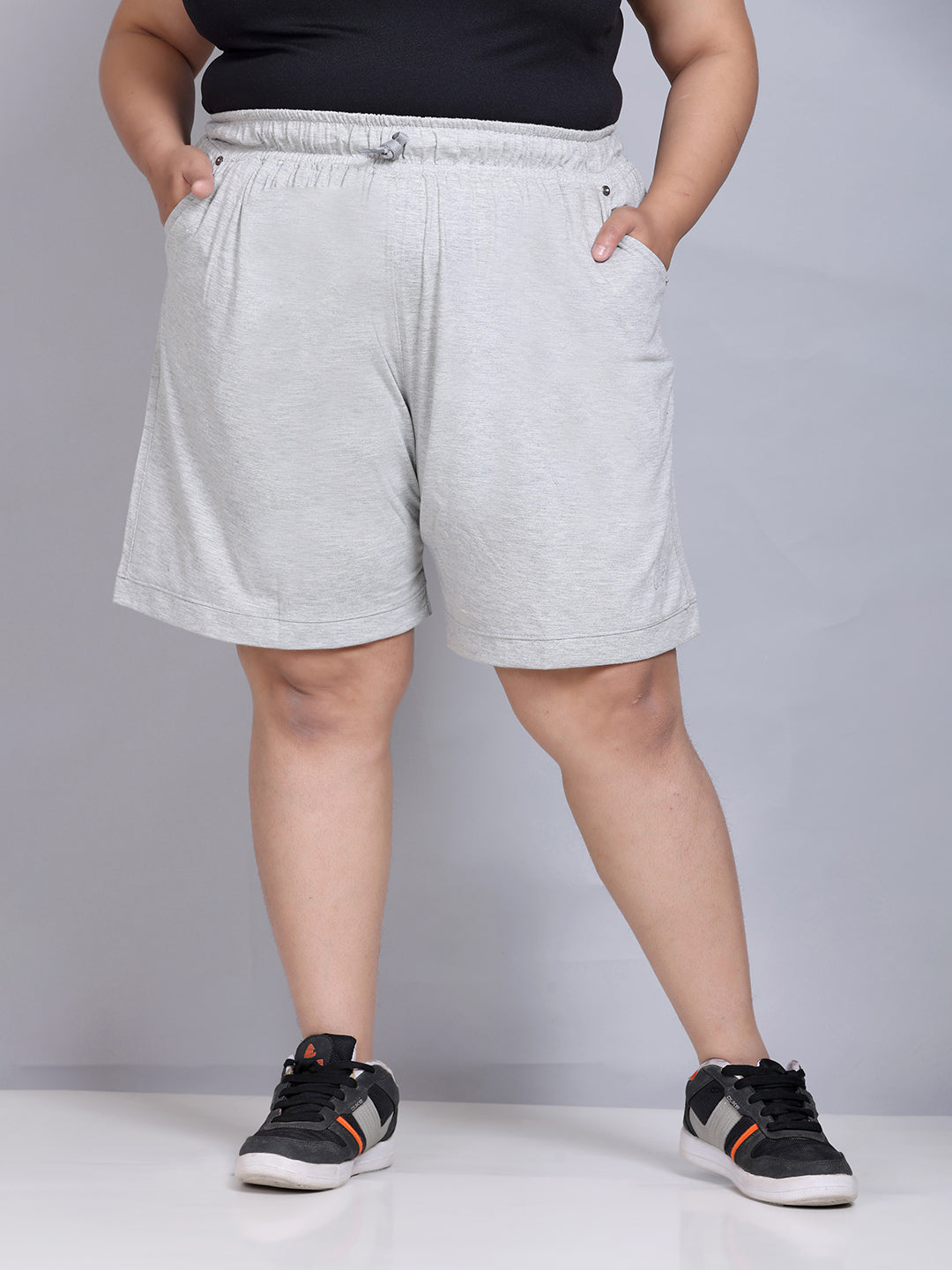 Comfortable Cotton Shorts For Women In Grey Online In India(Plain Bermuda)