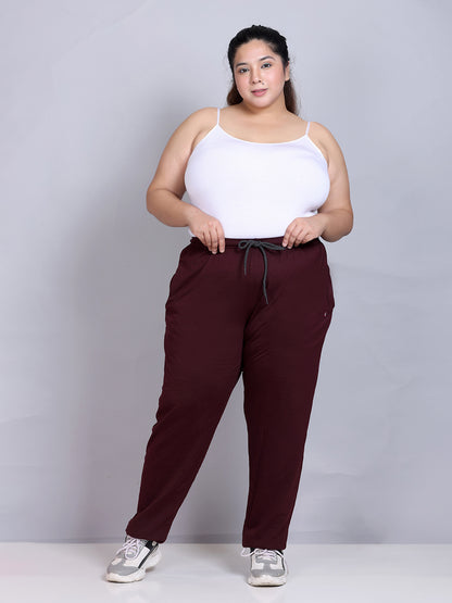 Cotton Track Pants For Women - Wine