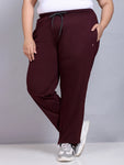Cotton Trackpants With One Side Zip Pocket- Wine