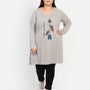 Cotton Long Top for Women Plus Size - Full Sleeve - Grey