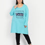 Cotton Long Top for Women Plus Size - Full Sleeve - Turquoise
