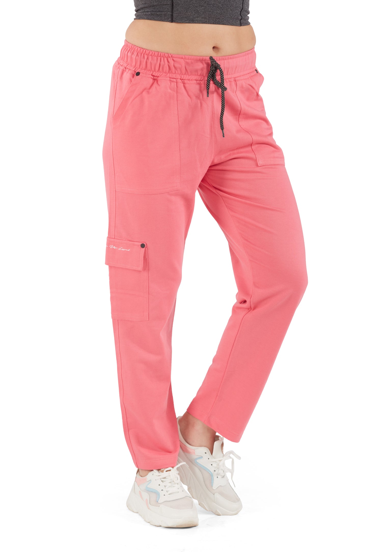 Stylish Pink Plain Cotton Lounge Pants With Pockets For Women Online In India