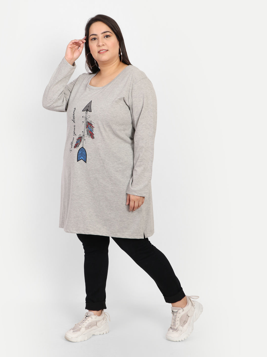 Plus Size Cotton Long Tops for Women Full Sleeves - Pack of 2 (Wine & Grey)