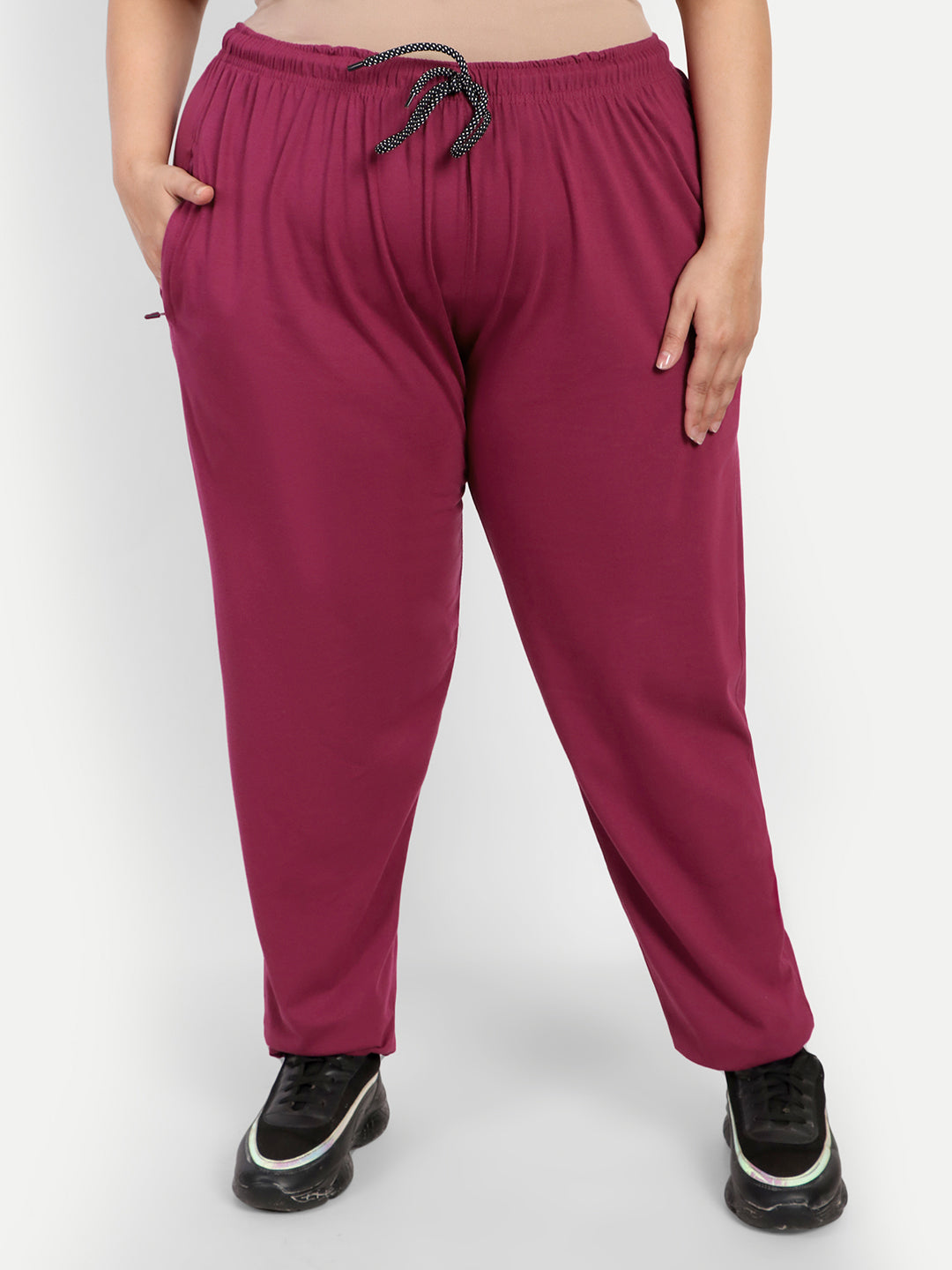 Plus Size Track Pants For Women - Cotton Pajamas - Purple
